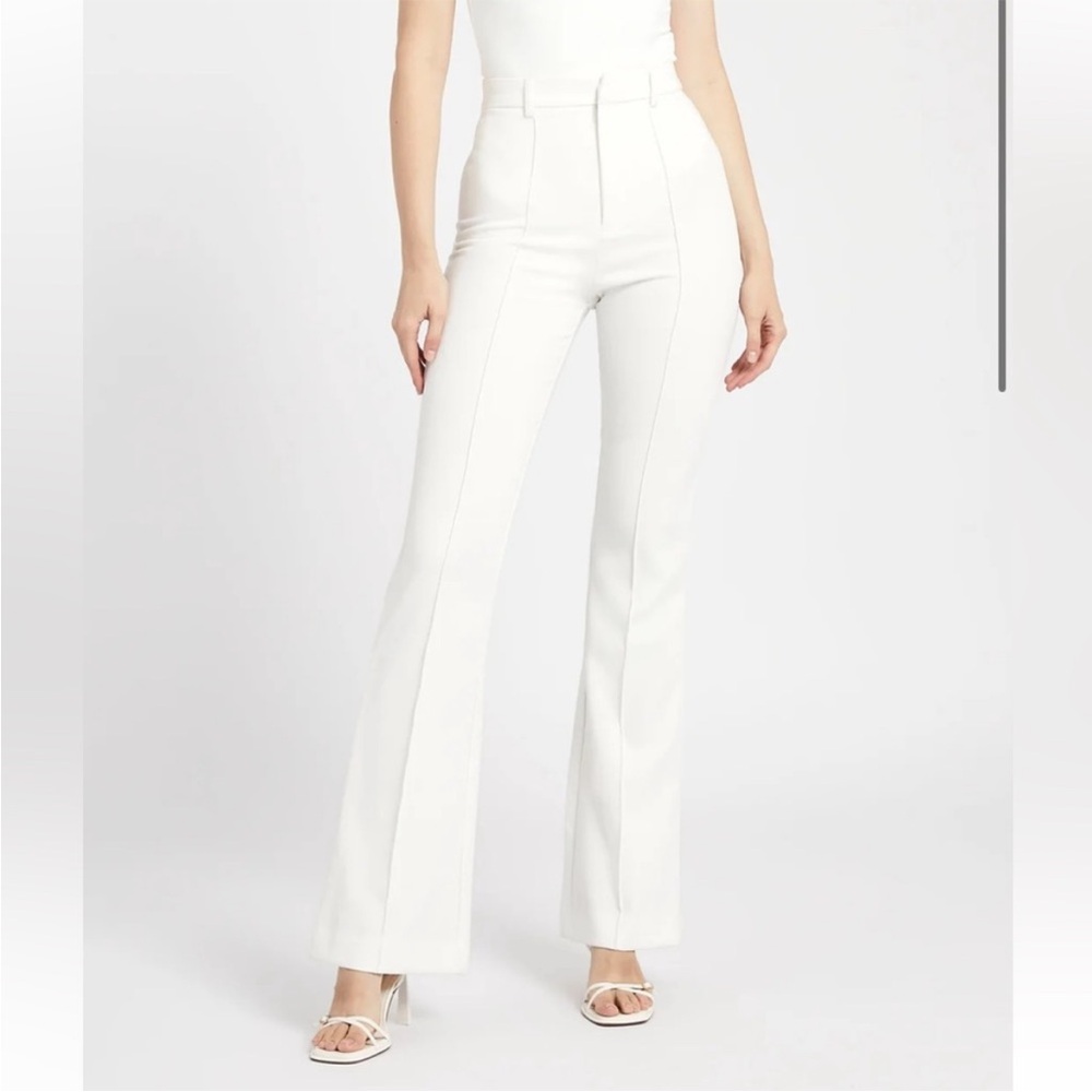 High-Rise Flared Trousers in White
